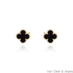 Van Cleef & Arpels Yellow Gold Onyx Vintage Alhambra Earrings VCARA44200 Van Cleef & Arpels Yellow Gold Onyx Vintage Alhambra Earrings VCARA44200